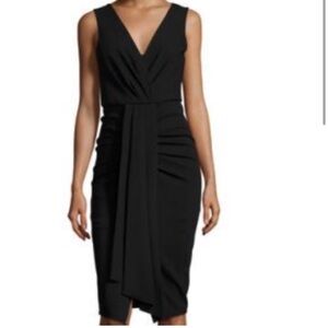 Kobi Halperin Sleeveless Black Drape Sheath Dress